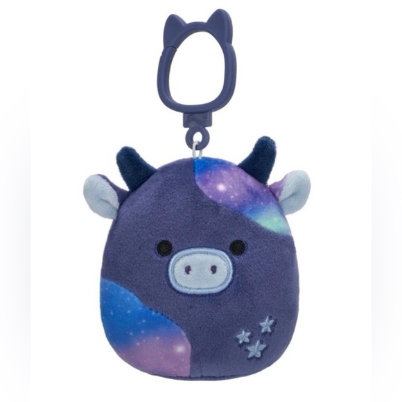 NWT Rivka the Space Galaxy Cow 🐄 Squishmallow Clip Black Tag Select Series 3.5" - Picture 1 of 4